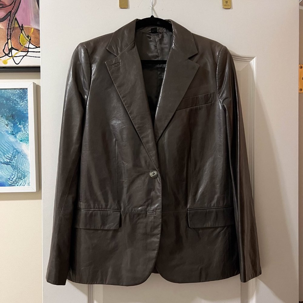Helmut Lang Designer Rare Collectible early Black Label dark gray Leather Jacket